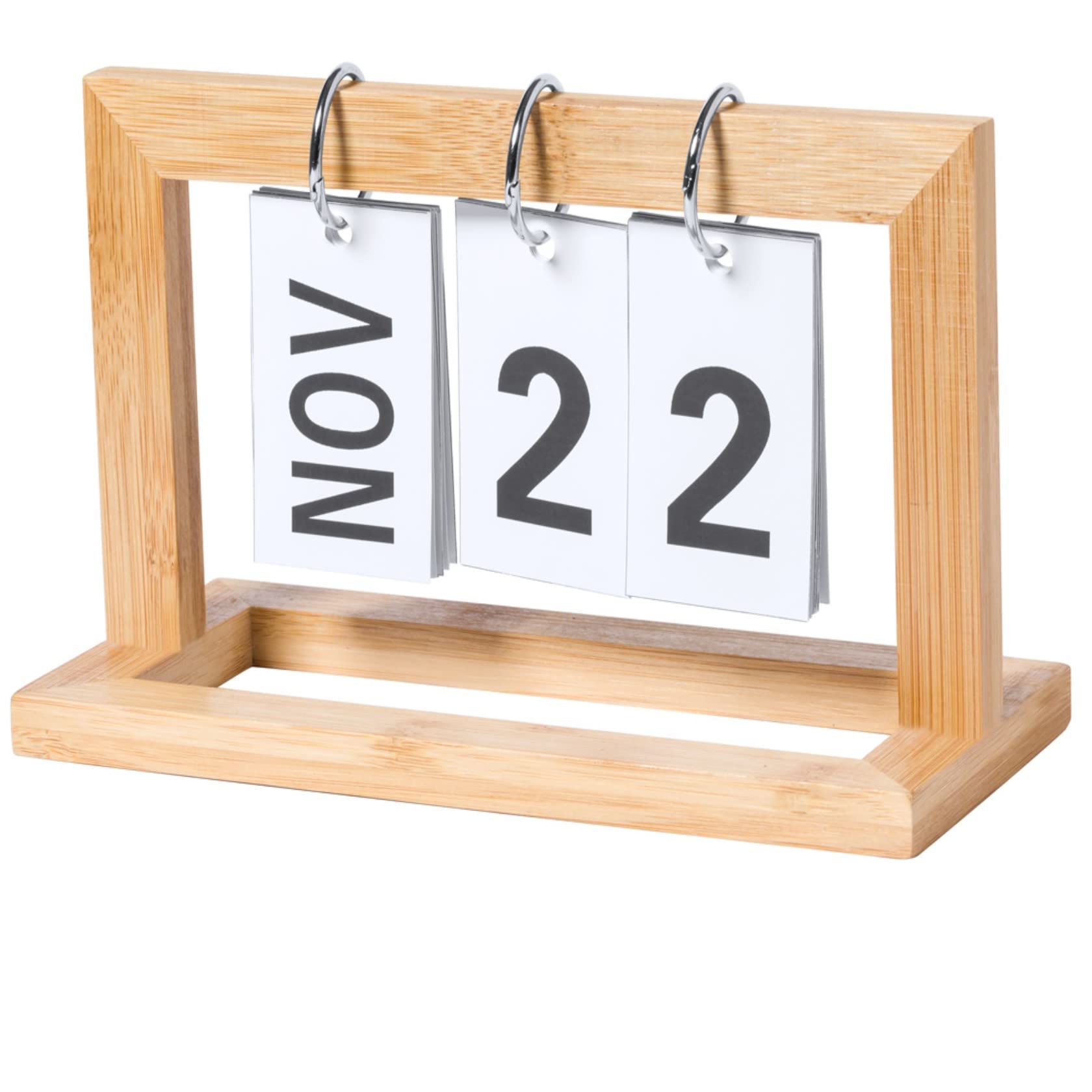 Bamboo Wood Perpetual Calendar - Desk Calendar for Office